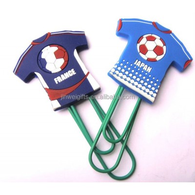 Custom Football Clothes Shape Soft Silicone Pvc Bookmark Plastic Paper Clips